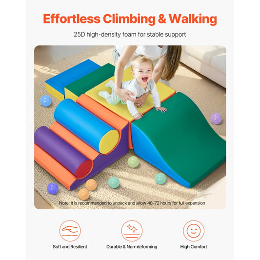 HN-24910 - Safe Foam Climbing Blocks Set for Toddlers, 7 Colorful Pieces