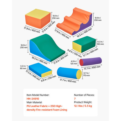 HN-24910 - Safe Foam Climbing Blocks Set for Toddlers, 7 Colorful Pieces