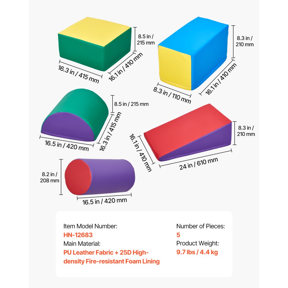 HN-12683 - Colorful 5-Piece Foam Climbing Set for Active Toddlers