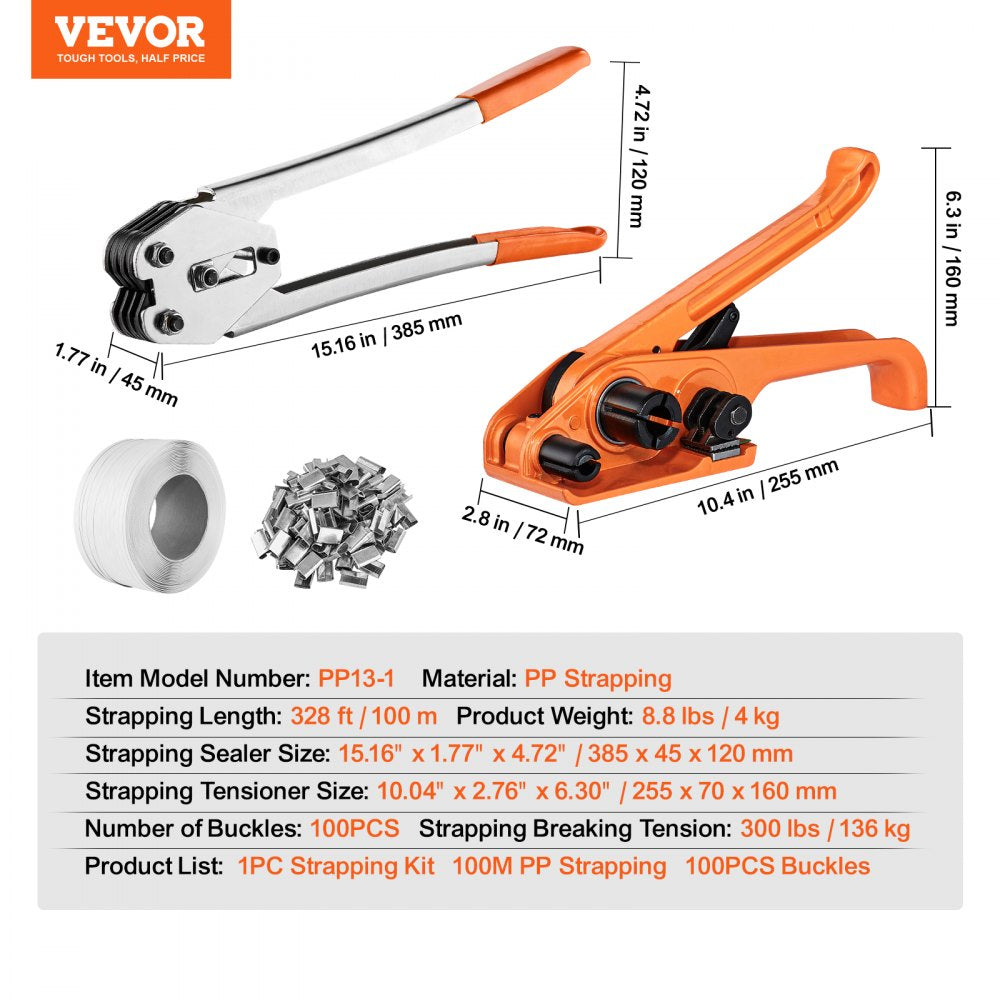 PP13-1 - Heavy-Duty PP Strapping Kit with Tensioner & Sealer Tools