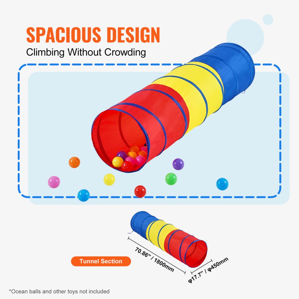 YM-01 - Colorful 70.86'' Kids Play Tunnel Tent for Indoor/Outdoor Fun