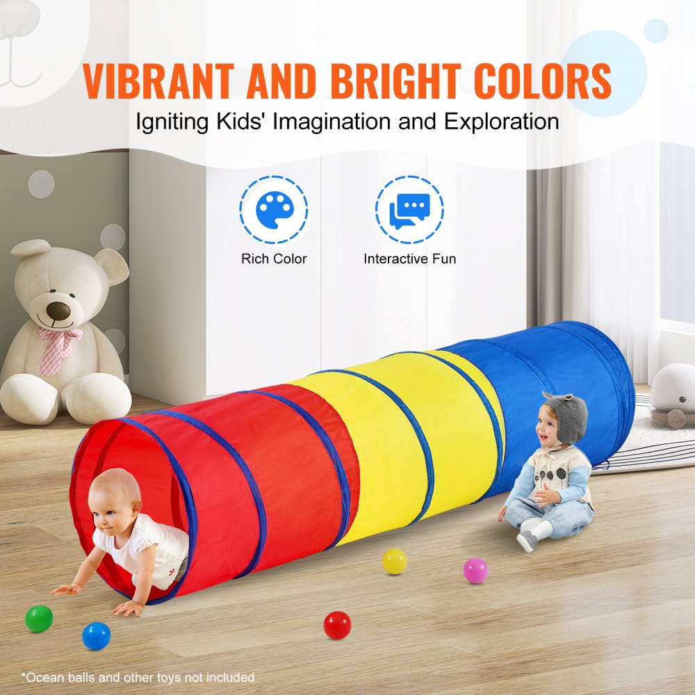 YM-01 - Colorful 70.86'' Kids Play Tunnel Tent for Indoor/Outdoor Fun
