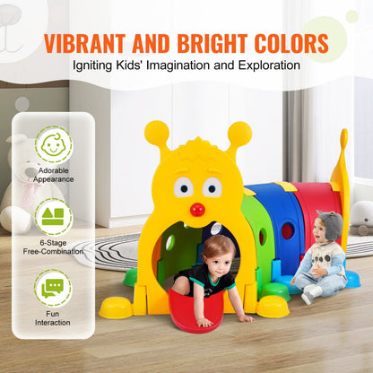 LY-1602 - Vibrant HDPE Caterpillar Tunnel for Kids, 74.4"x47.2"x41.3"