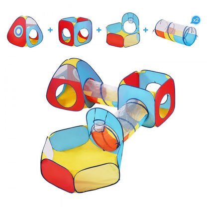 YM-07 - 5-in-1 Kids Play Tent with Tunnel & Basketball Hoop