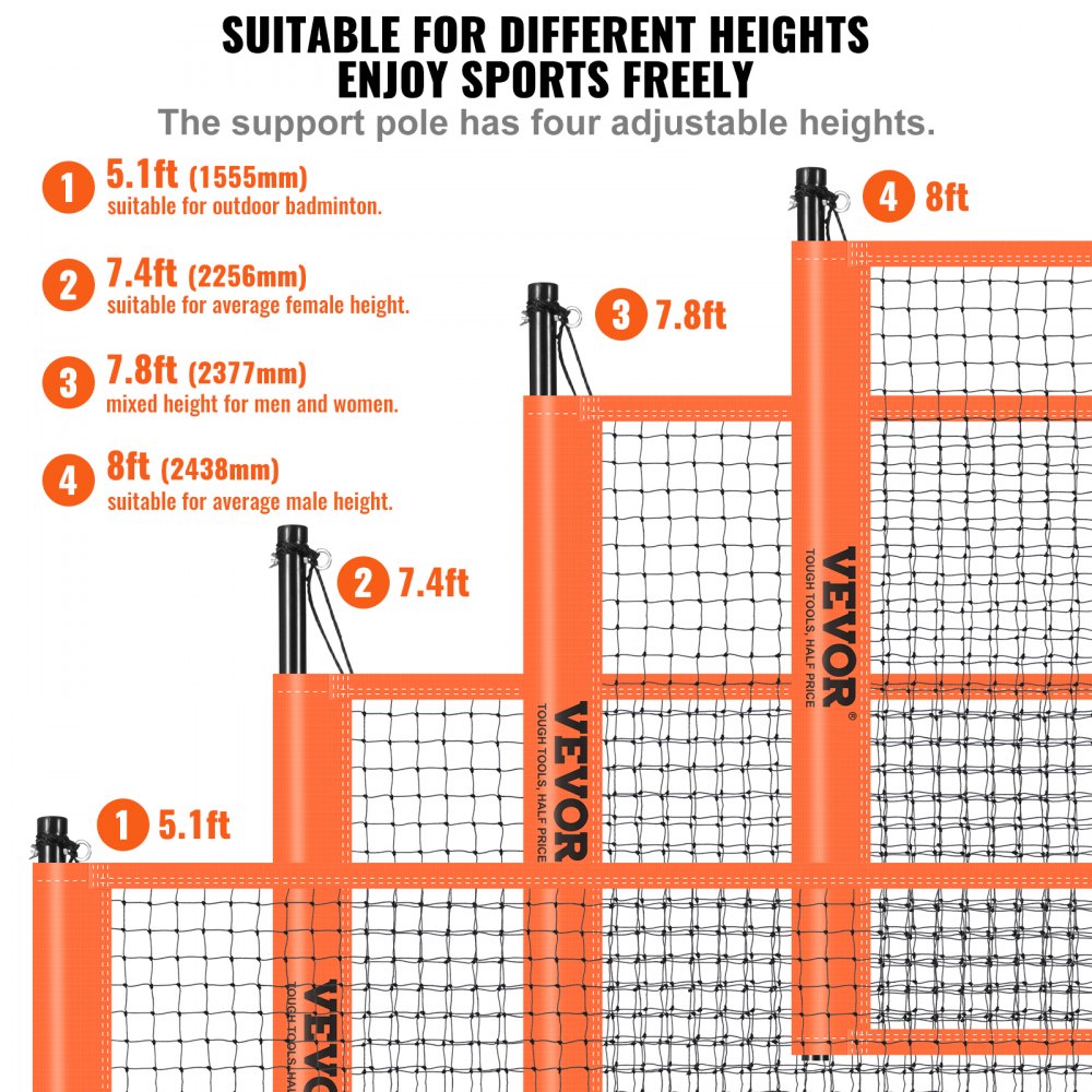 JH-301 - Portable 32ft VEVOR Volleyball & Badminton Set for Outdoor Fun