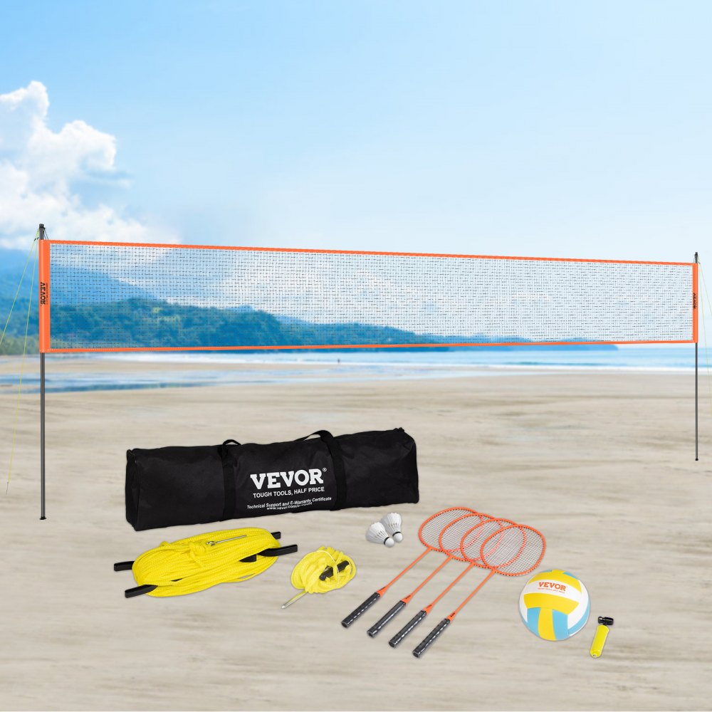 JH-301 - Portable 32ft VEVOR Volleyball & Badminton Set for Outdoor Fun