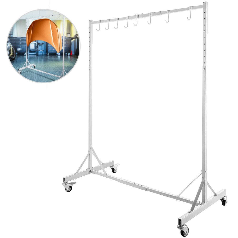 010172951572 - Heavy-Duty Painting Rack with 8 Hooks & Swiveling Wheels