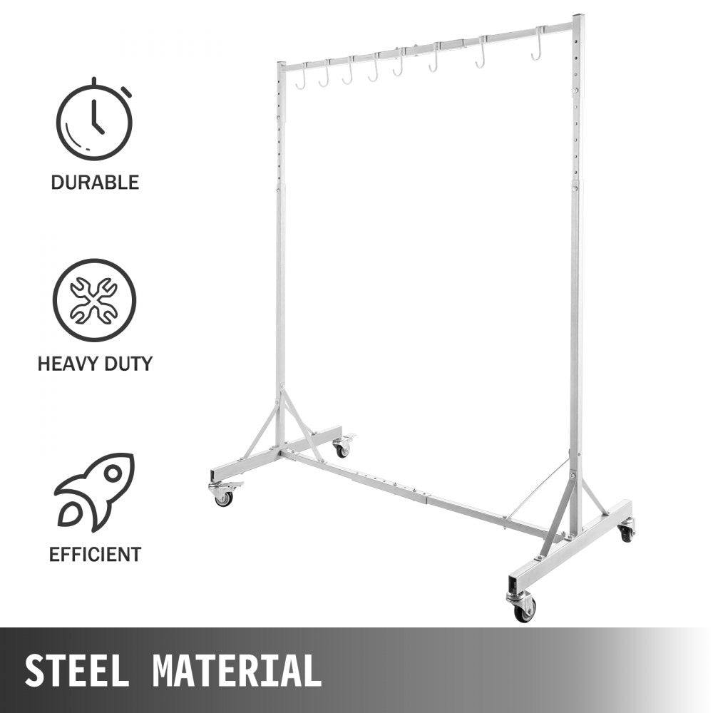 010172951572 - Heavy-Duty Painting Rack with 8 Hooks & Swiveling Wheels