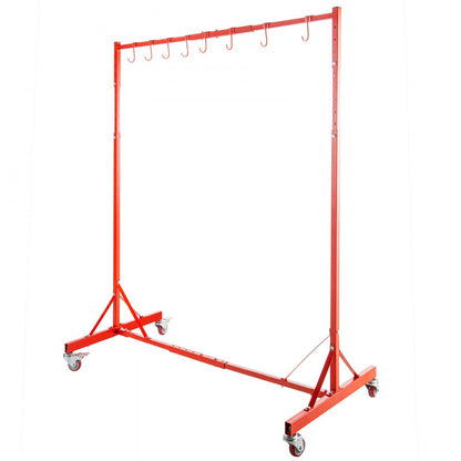 010633820464 - 5ft-7ft Adjustable Paint Rack with 8 Hooks & Wheels