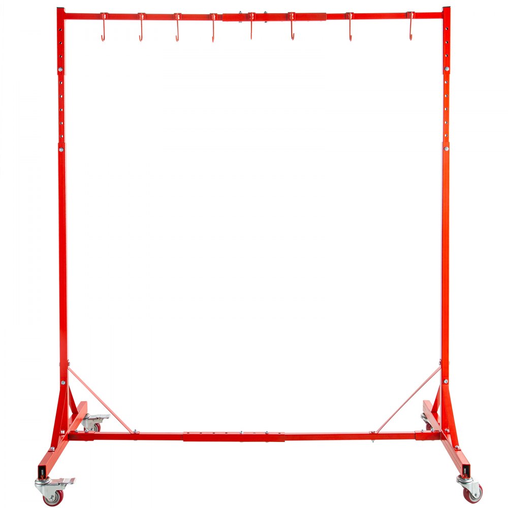 010633820464 - 5ft-7ft Adjustable Paint Rack with 8 Hooks & Wheels
