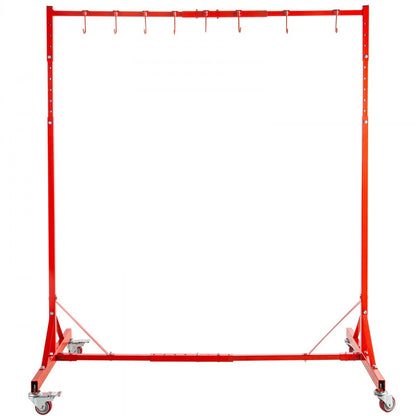 010633820464 - 5ft-7ft Adjustable Paint Rack with 8 Hooks & Wheels
