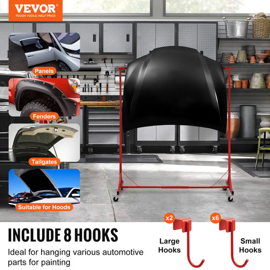 KSQJPQJ - VEVOR Telescopic Paint Rack with 8 Adjustable Hooks and Wheels