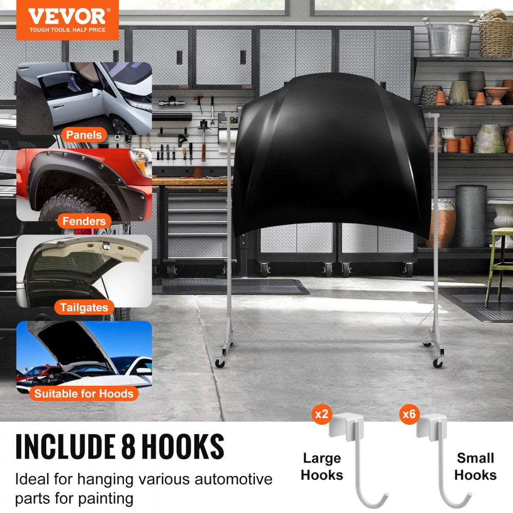 KSQJPQJ - Adjustable Steel Painting Rack with 8 Hooks & Telescopic Design