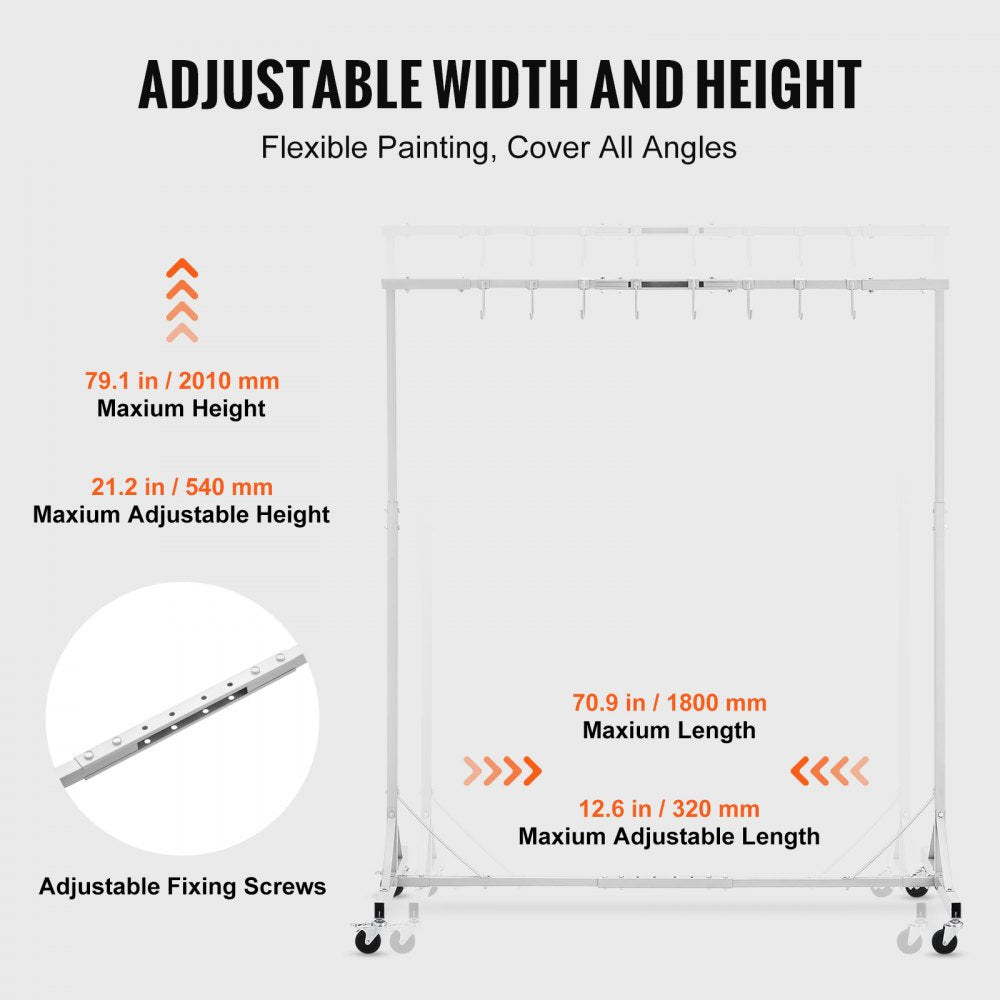 KSQJPQJ - Adjustable Steel Painting Rack with 8 Hooks & Telescopic Design