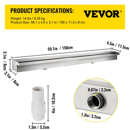 PQSB-9098 - Modern Stainless Steel Waterfall Spillway for Relaxing Ambiance