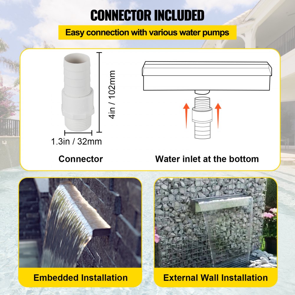 PQSB-8276 - Corrosion-Proof Stainless Steel Waterfall Spillway for Garden Elegance