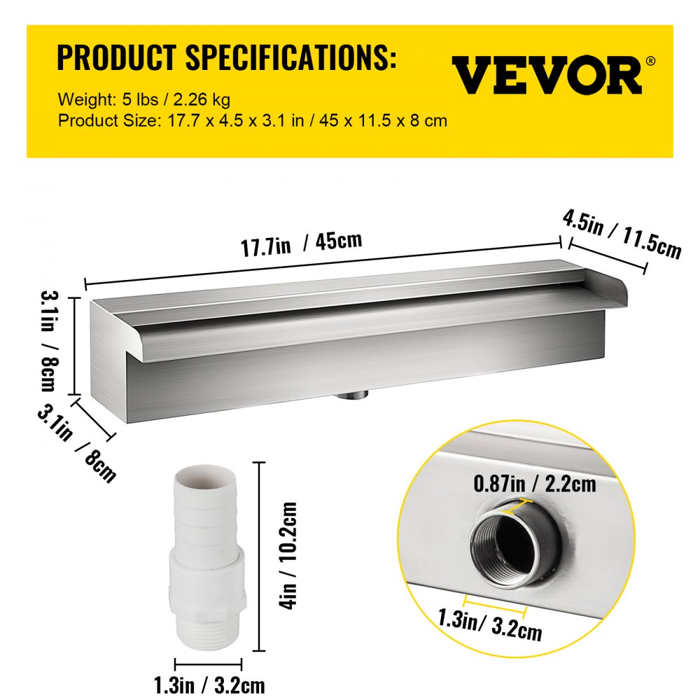 PQSB-8276 - Corrosion-Proof Stainless Steel Waterfall Spillway for Garden Elegance