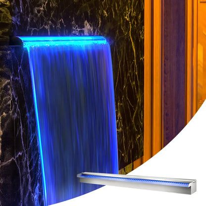 PQSB-4009 - 47.2" Stainless Steel Waterfall Fountain with Remote LED Lights
