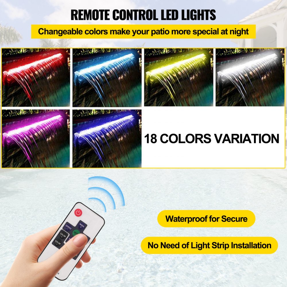 FAGA-0373 - Stainless Steel Waterfall Spillway with Remote-Controllable LED Lights