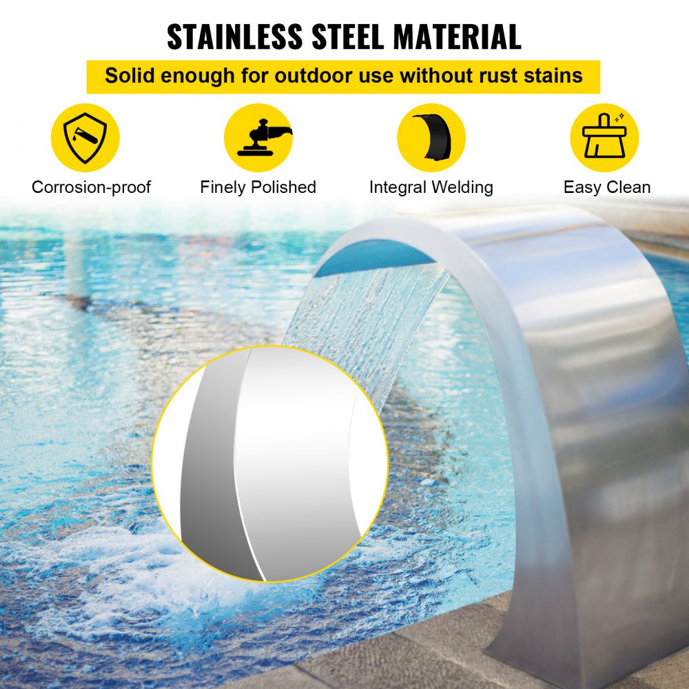 PQSB-6762 - Corrosion-Proof Steel Waterfall Fountain for Pools and Ponds