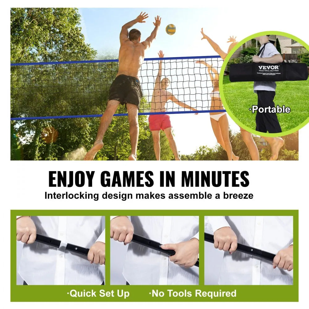 JH-202 - Portable Volleyball Net with Adjustable Height & Easy Setup