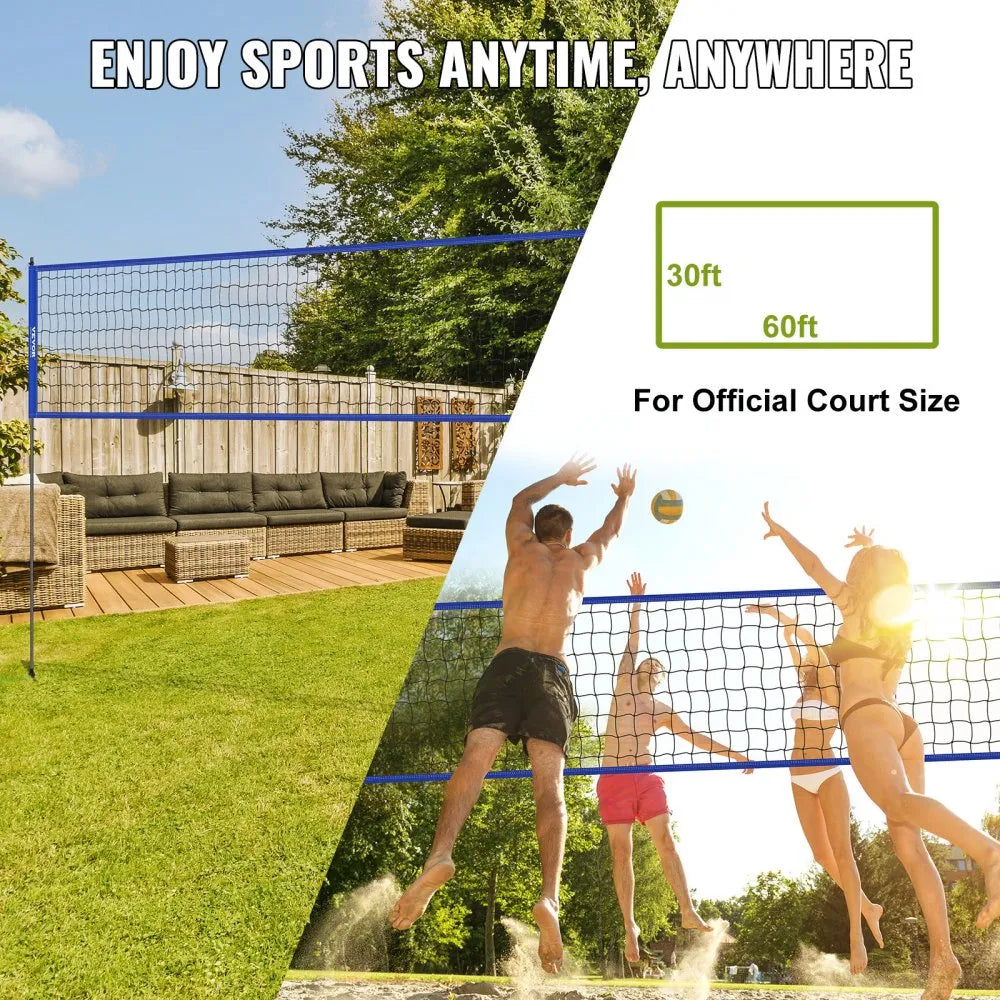 JH-202 - Portable Volleyball Net with Adjustable Height & Easy Setup