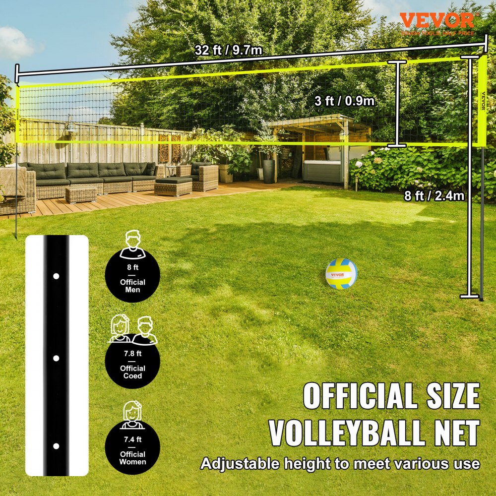JH-201 - Adjustable Outdoor Volleyball Net System for Competitive Play