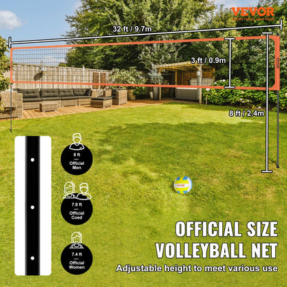 JH-203 - Adjustable Portable Volleyball Net System, 32x3ft, Easy Setup