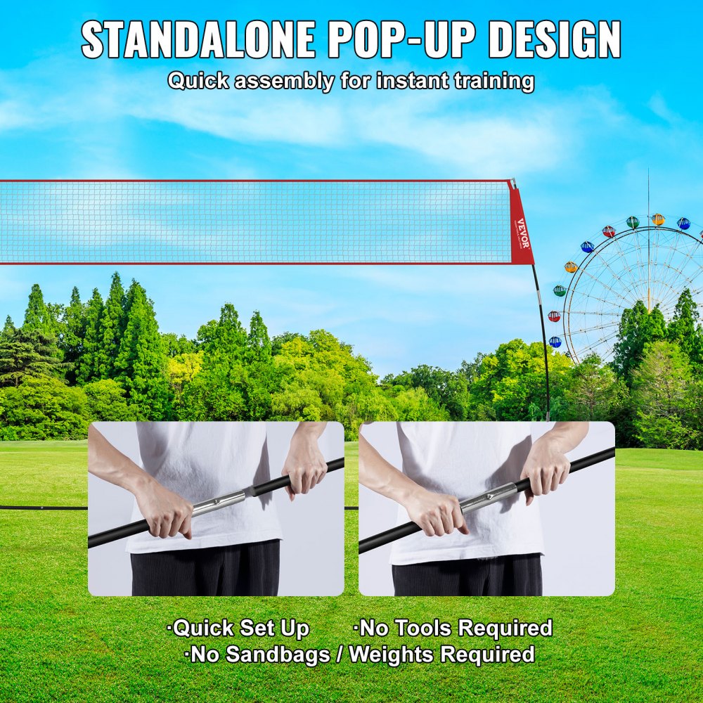 JH-204 - 14ft Portable Volleyball Net with Adjustable Height & Carrying Bag
