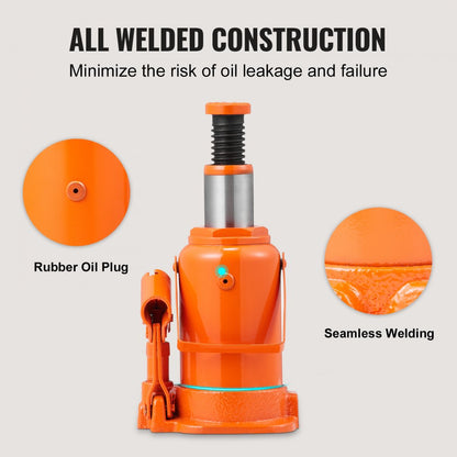 QJD-01-012A - Heavy-Duty 12 Ton Hydraulic Bottle Jack, 7.5-14 Inch Lift Range