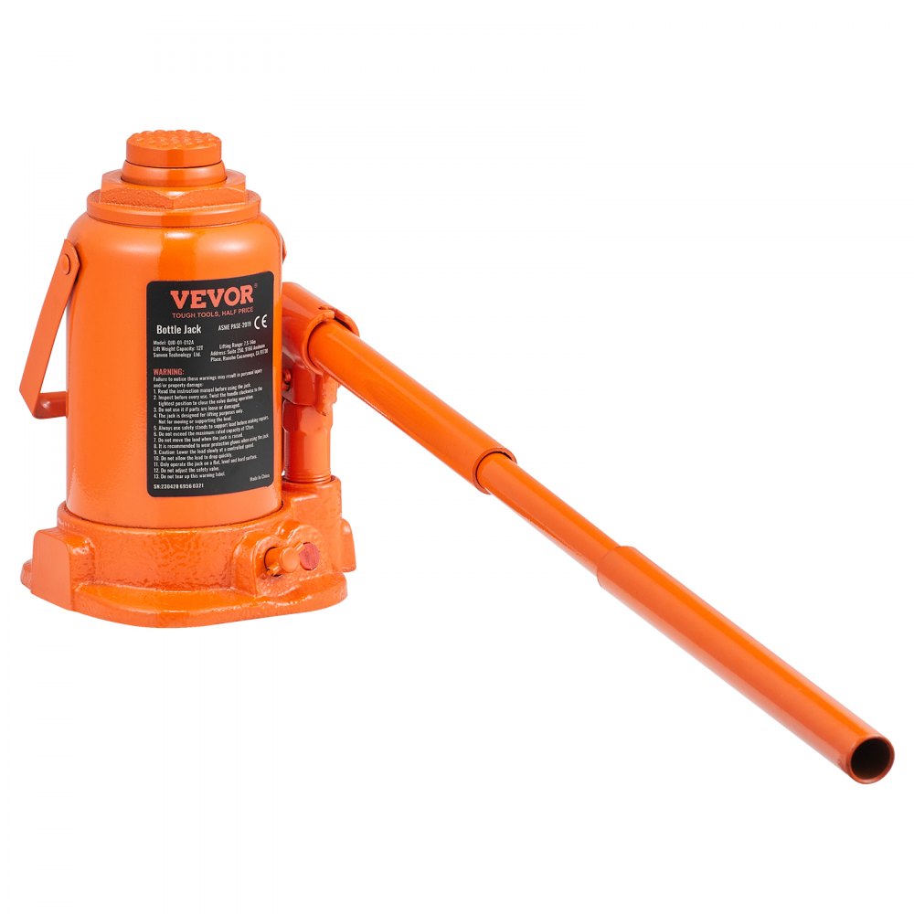 QJD-01-012A - Heavy-Duty 12 Ton Hydraulic Bottle Jack, 7.5-14 Inch Lift Range