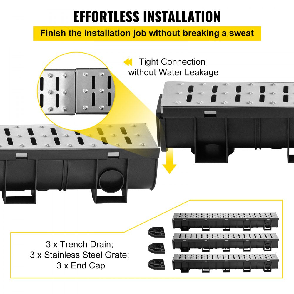 PSG100*100*3M - Durable 5.9" HDPE Trench Drain System for Efficient Water Collection