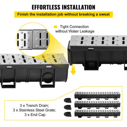 PSG100*100*3M - Durable 5.9" HDPE Trench Drain System for Efficient Water Collection