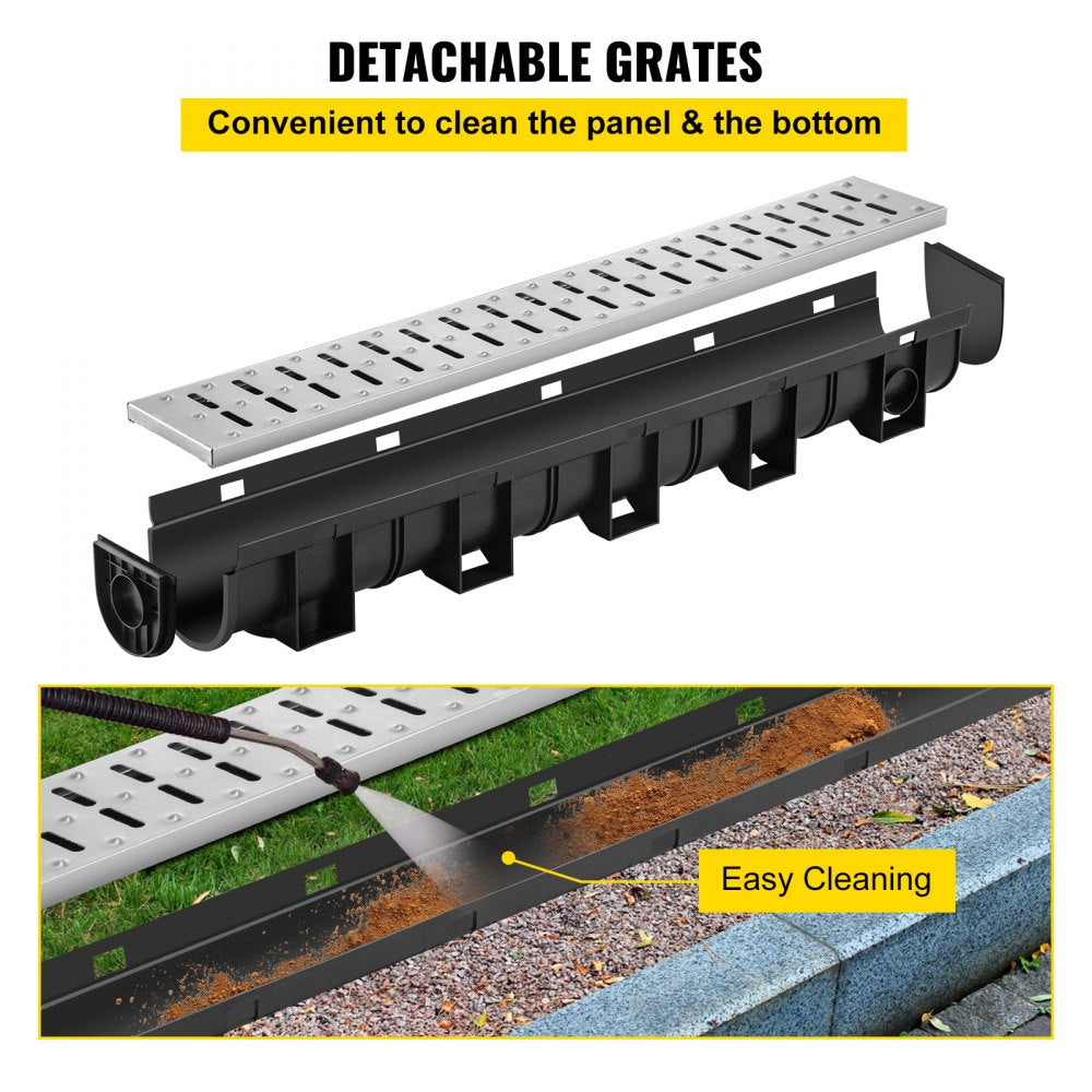 PSG100*100*3M - Durable 5.9" HDPE Trench Drain System for Efficient Water Collection