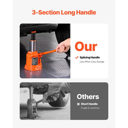 QJD-020S-01 - 20 Ton Hydraulic Bottle Jack, 6.69-12.6” Lift Range