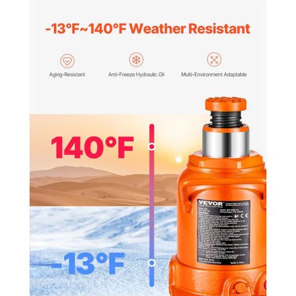 QJD-020S-01 - 20 Ton Hydraulic Bottle Jack, 6.69-12.6” Lift Range