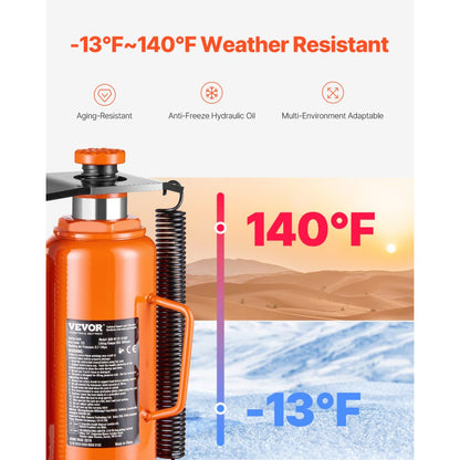 QJD-012S-01QD - 12-Ton Air Hydraulic Bottle Jack, 6.69-12.6" Range