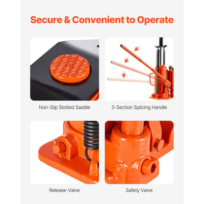 QJD-012S-01QD - 12-Ton Air Hydraulic Bottle Jack, 6.69-12.6" Range