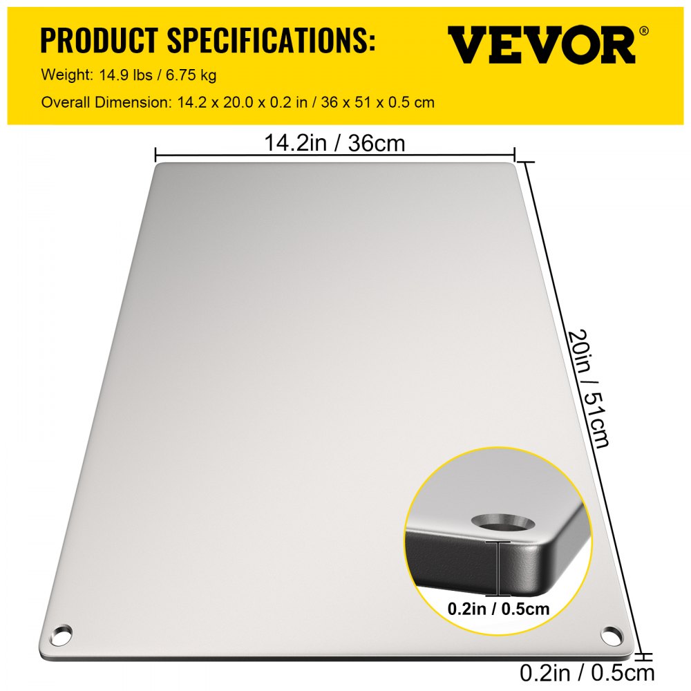 vv-ps-055136 - Durable Steel Pizza Stone with 20x Heat Conductivity, 572℉ Max