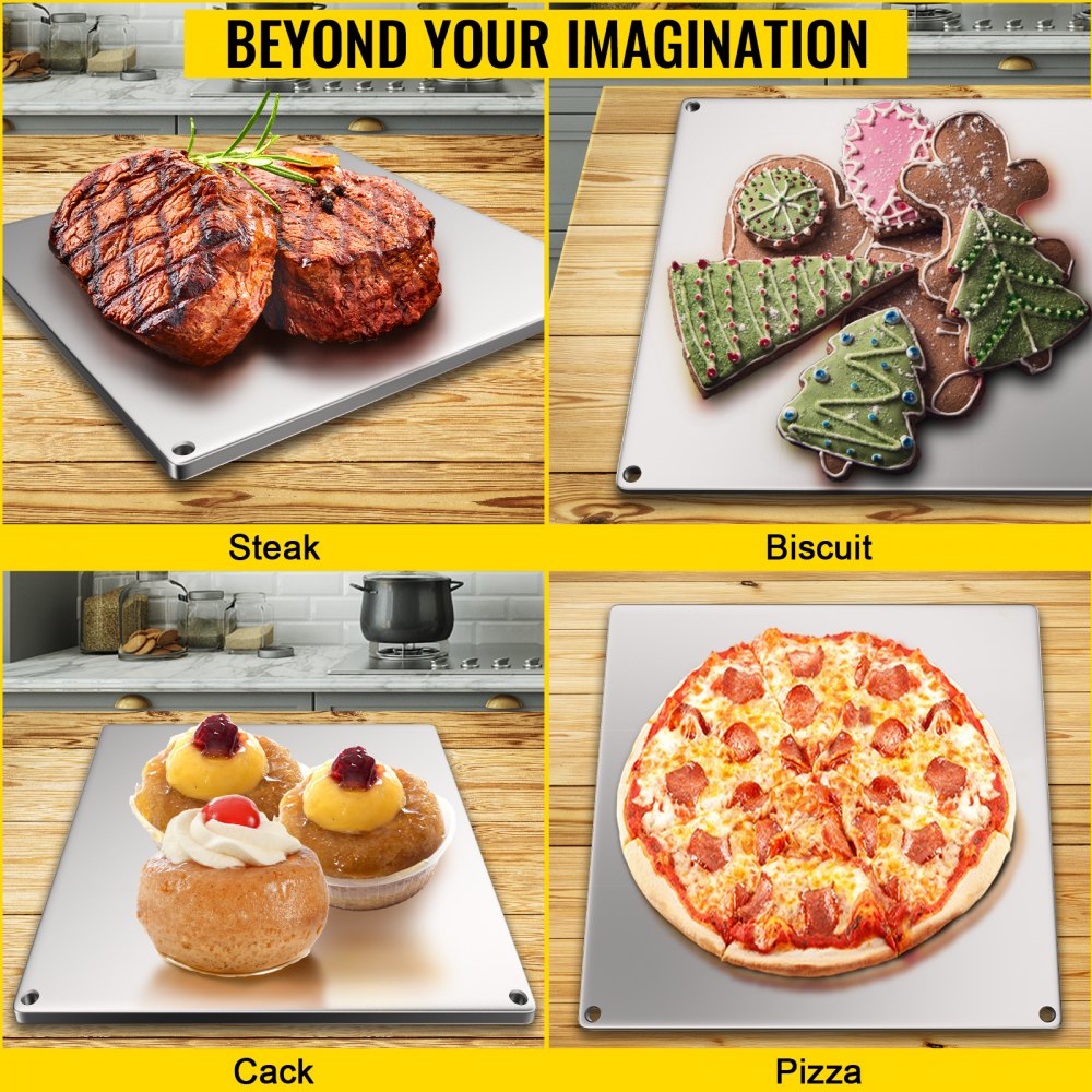 VV-PSGB-413606 - Crispy Crust Steel Pizza Baking Stone, 5-Minute Cook Time