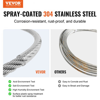 W1/8-100 - 100ft Vinyl-Coated 304 Stainless Steel Wire Rope for Outdoor Use