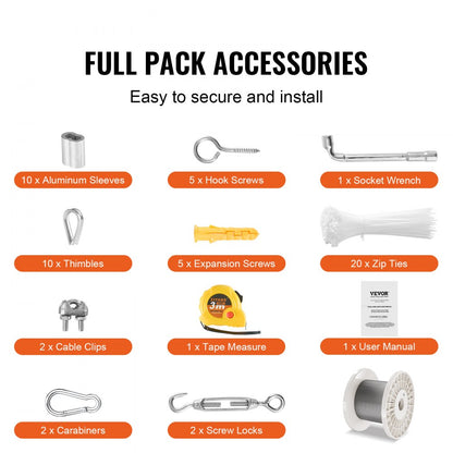 W1/8-100 - 100ft Vinyl-Coated 304 Stainless Steel Wire Rope for Outdoor Use