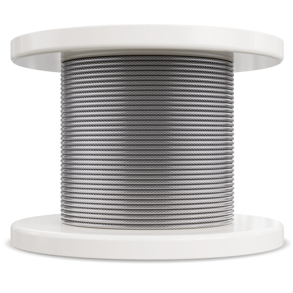 W1/8-100 - 100ft Vinyl-Coated 304 Stainless Steel Wire Rope for Outdoor Use