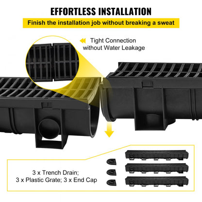 PSG100*100 - 5.9 x 5.1 x 39.4 Inch HDPE Trench Drain System