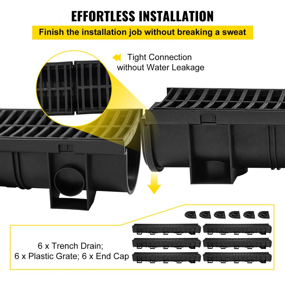PSG100*100*6M - Durable 1M VEVOR Trench Drain System for Easy Water Management