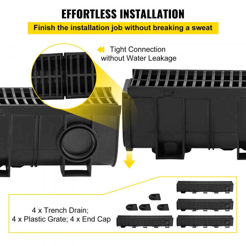 PSG100*150*4M - 39.4" VEVOR Trench Drain System, HDPE, B125 Rated