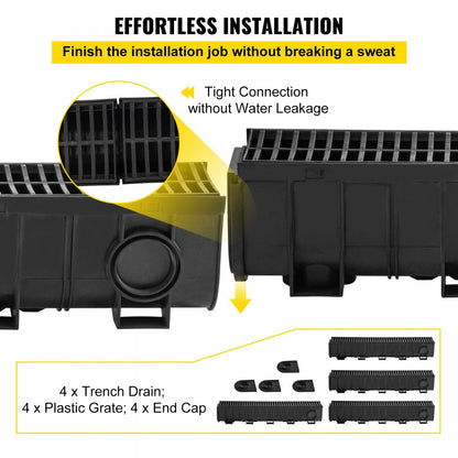 PSG100*150*4M - 39.4" VEVOR Trench Drain System, HDPE, B125 Rated