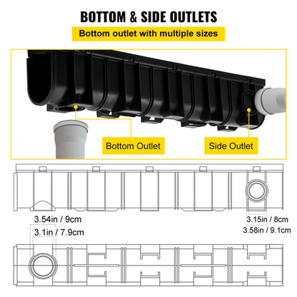 PSG100*150*4M - 39.4" VEVOR Trench Drain System, HDPE, B125 Rated