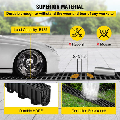 PSG100*150*4M - 39.4" VEVOR Trench Drain System, HDPE, B125 Rated