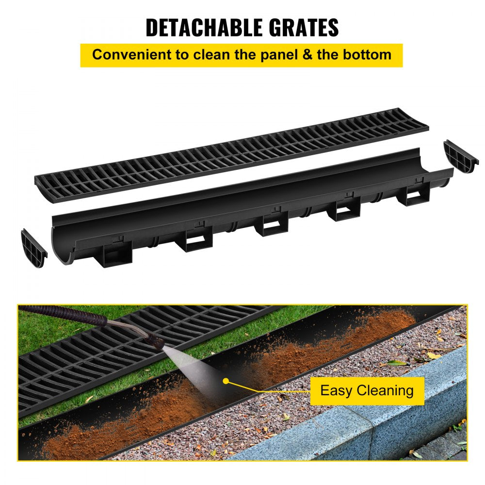 PSG100*45 - Durable HDPE Trench Drain System, 5.7 x 3.1 x 39.4 Inch